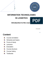 Information Technologies in Logistics: Introduction To The Course