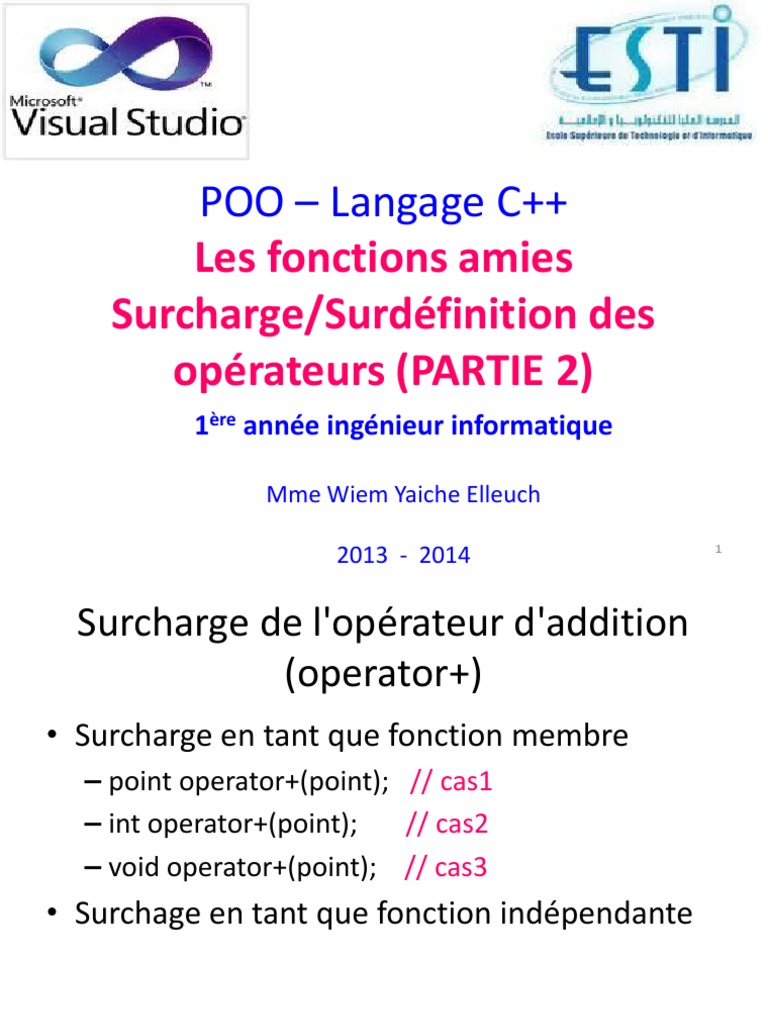 Surcharge d'opérateurs en C++ | PDF | C ++ | Constructeur (programmation)