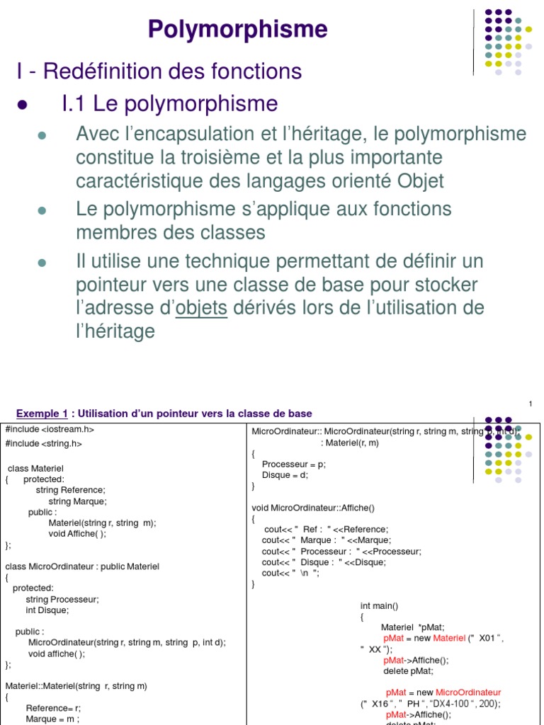 Polymorphisme en C++ : Concepts et Exemples | PDF | Classe ...