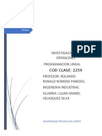 Investigacion de Operacines Programacion Lineal: COD CLASE: 2259