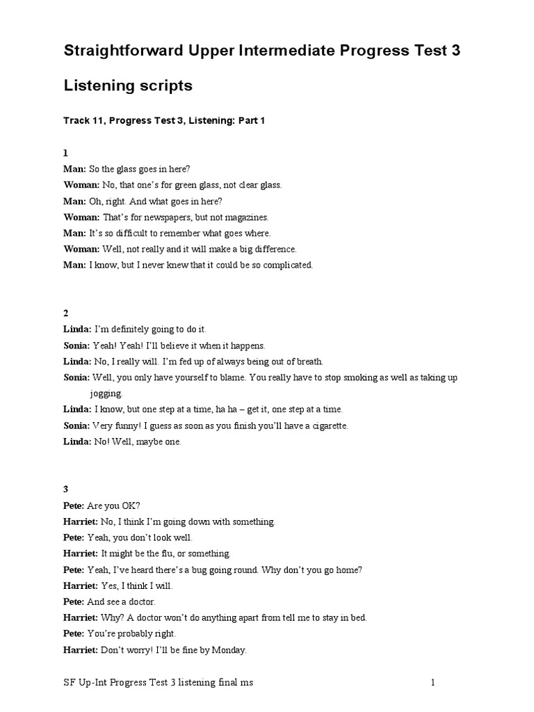 Progress Test 3: Listening Exercises | PDF | Nature