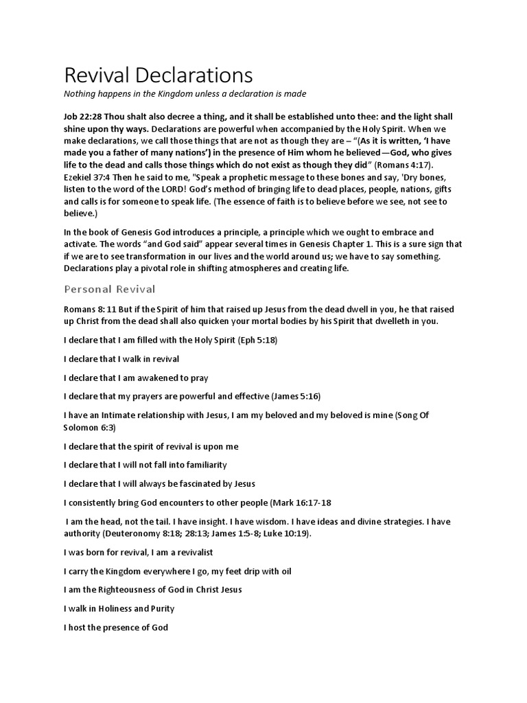 Declarations | PDF | Epistle To The Romans | Jesus