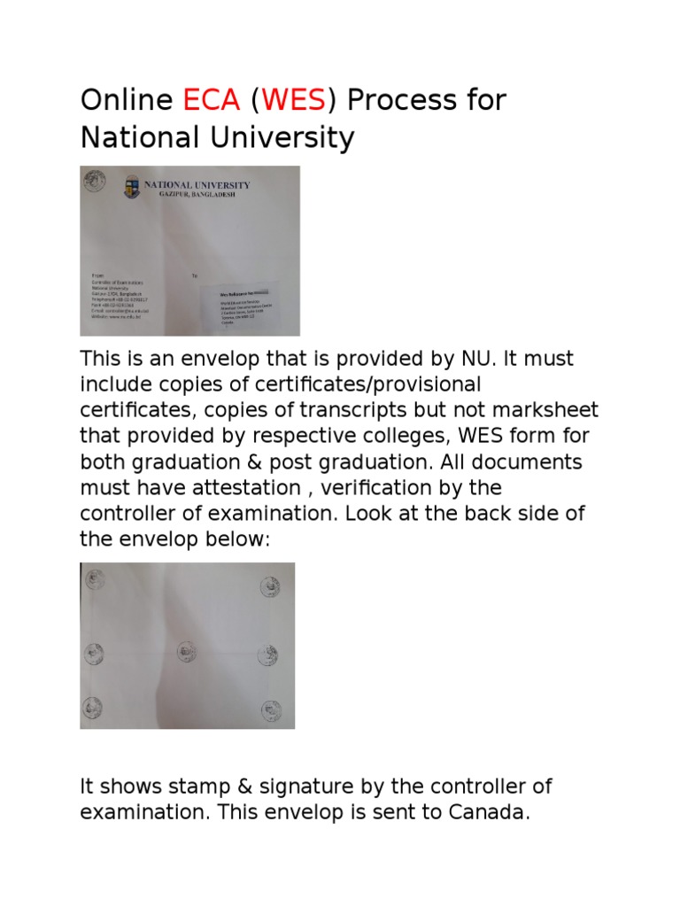 WES Application Guide for NU Transcripts | PDF