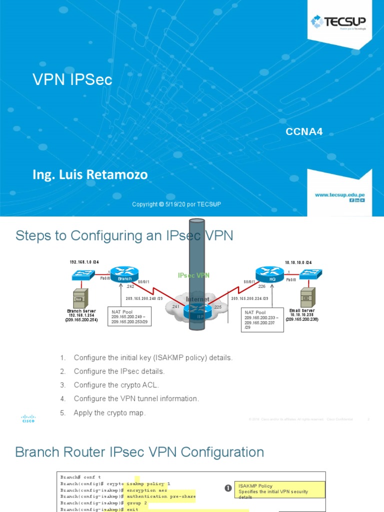 VPN Ipsec: Ing. Luis Retamozo | PDF | Virtual Private Network |  Communications Protocols