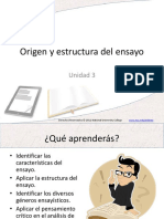 Origen y Estructura Del Ensayo: Unidad 3