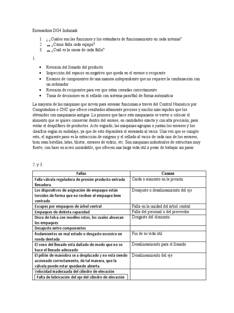 Envasadora DG4 Indumak | PDF | Engranaje | Eje
