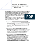 La Importancia de La Práctica Profesional para Los Estudiantes en Educación