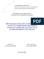 Methodologie DES Sondages EN Audit ET Demarche Pratique Dans LE Cadre DE L'Audit D'Un Etablissement DE Credit