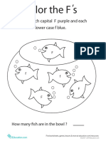 Color Each Capital F Purple and Each Lower Case F Blue.: How Many Fish Are in The Bowl ?