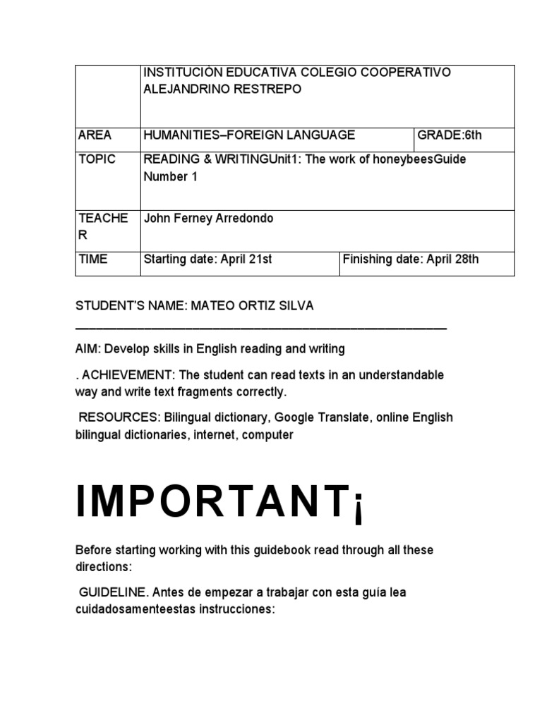 Reading and Writing Word PDF Informática y tecnología de