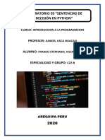 Sentencias de decisión en Python. Laboratorio 03