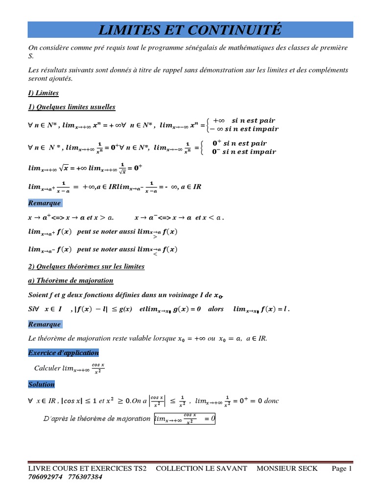 Livre Cours Exercices Ts2 Fini Pdf 2 Pdf Fonction Monotone Limite Mathematiques