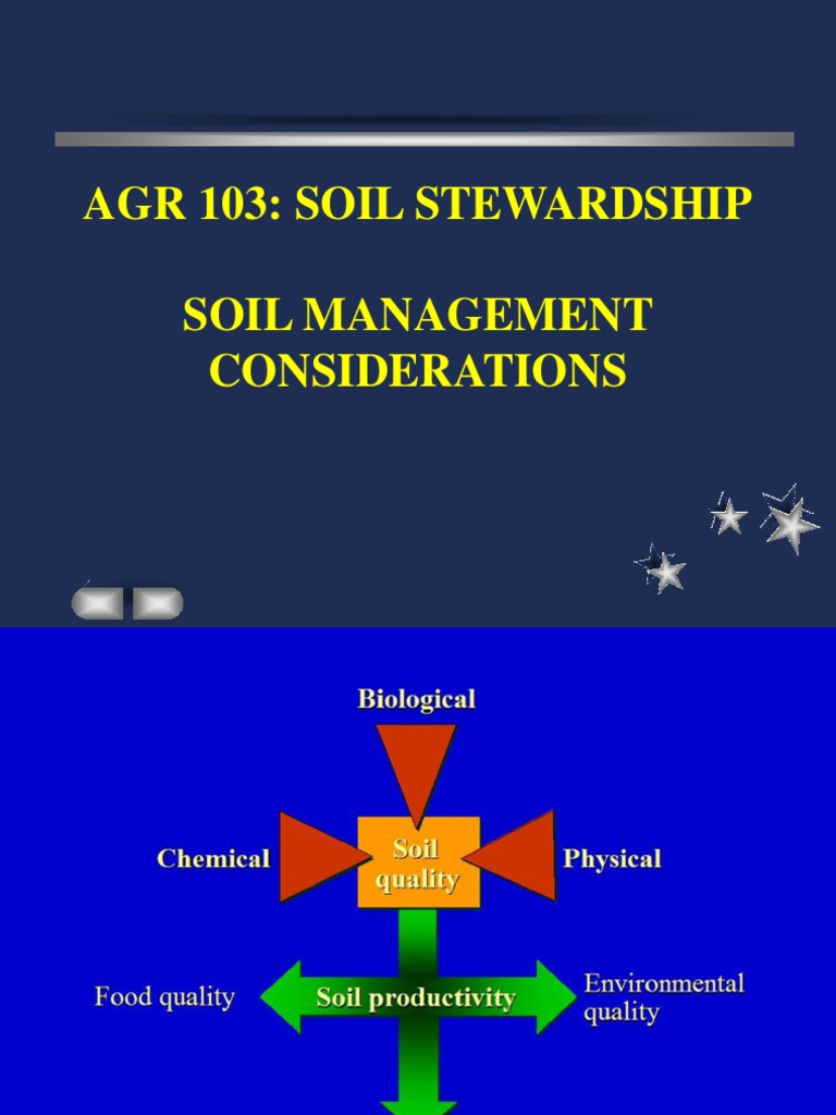 Agr 103 Soil Stewardship Lecture Xi Soil Management