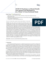 Impact of The COVID-19 Pandemic On Mental Health and Quality of Life Among Local Residents in Liaoning Province, China: A Cross-Sectional Study