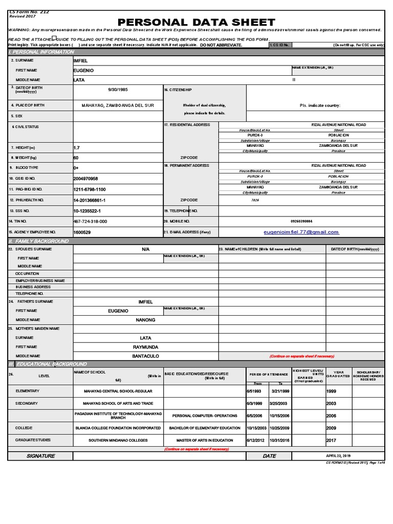 Personal Data Sheet Template 2025 | PDF | Crime & Violence | Crime Thriller