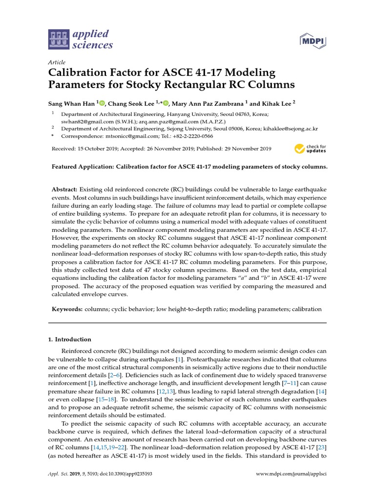 Asce - Sei 41-17 RC Column PDF | PDF | Stiffness | Strength Of Materials