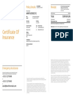 Certificate of Insurance: Policy Details Receipt