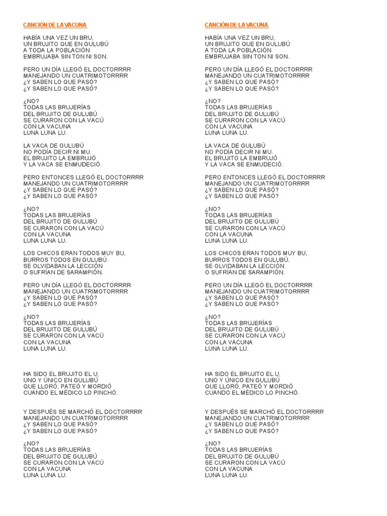 Canción de La Vacuna | PDF | Salud y bienestar | Medicina