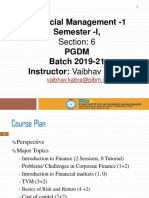 Financial Management - 1 Semester - I, PGDM Batch 2019-21 Instructor: Vaibhav Kabra