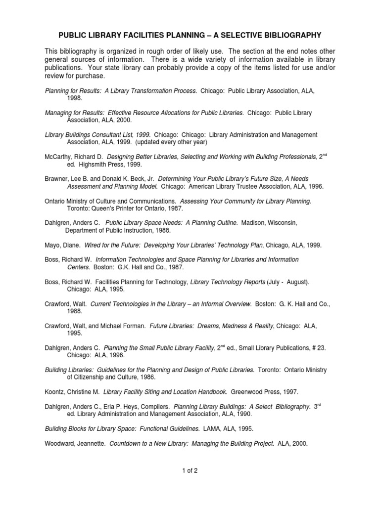 PUBLIC LIBRARY FACILITIES PLANNING - Dsmith - Biblio | PDF | Public ...