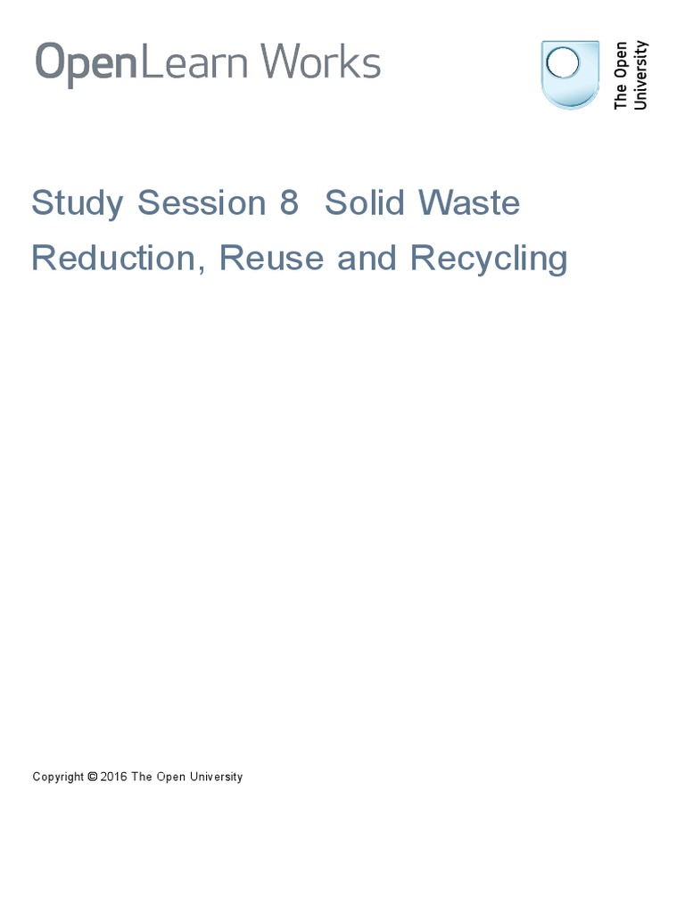 Learn Works: Study Session 8 Solid Waste Reduction, Reuse and Recycling ...