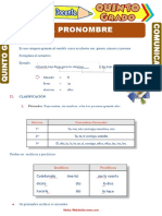 Clases de Pronombres para Quinto Grado de Primaria