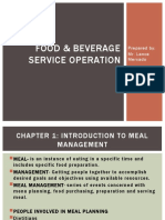 Food & Beverage Service Operation: Prepared By: Mr. Lance Mercado