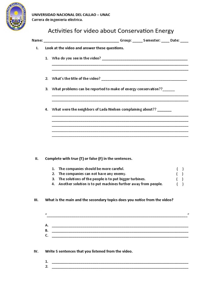 Energy Conservation Video Activity Guide | PDF | Nature