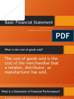 Basic Financial Statement: Cost of Goods Sold Statement of Financial Performance