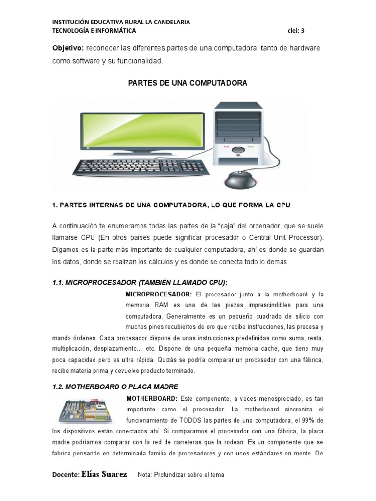 Partes de una Computadora para Niños | PDF | Hardware de la computadora ...