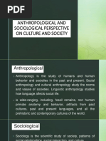 Anthropological and Sociological Perspective On Culture and Society