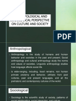 Anthropological and Sociological Perspective On Culture and Society