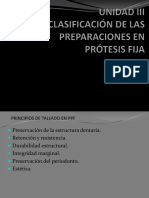 Clasificacion de Las Preparaciones en Protesis Fija