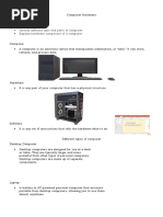 Identify Different Type and Parts of Computer Explain Hardware Component of A Computer