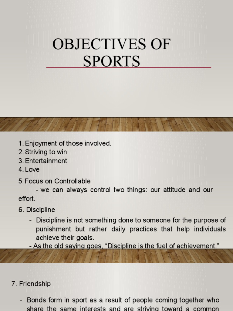 Objectives of Sports PDF Goal Sports