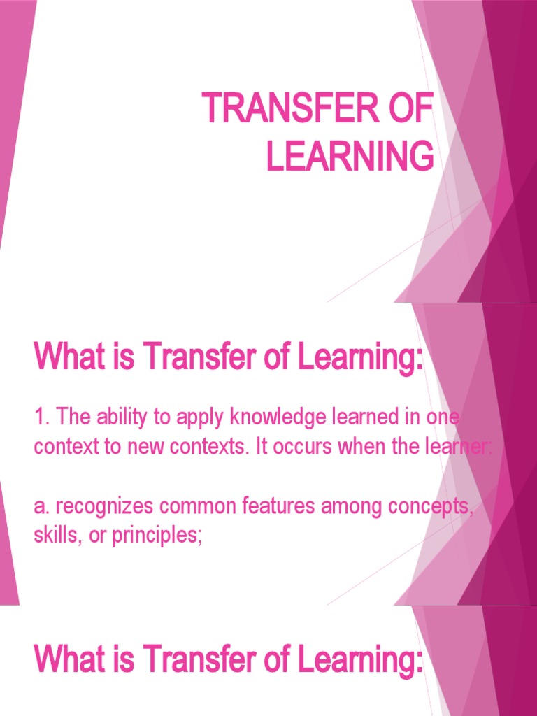Transfer of Learning PDF Learning Mind