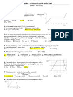 Level Past Paper Questions - Physics O: TOPIC-2 Kinematics PAPER-1 Multiple Choice