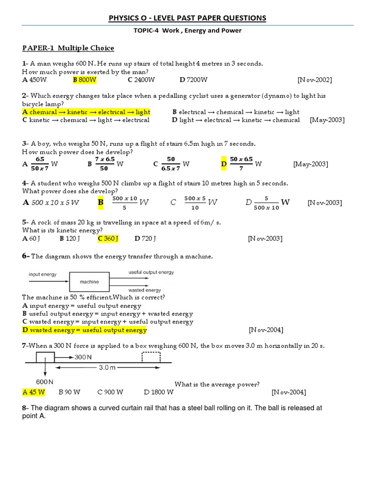 4 Work Energy And Power Potential Energy Power Physics
