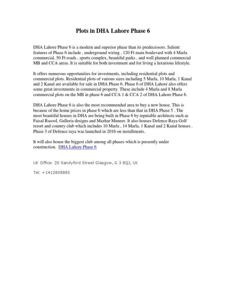 DHA Lahore Phase 6 Plots for Sale | PDF | Law