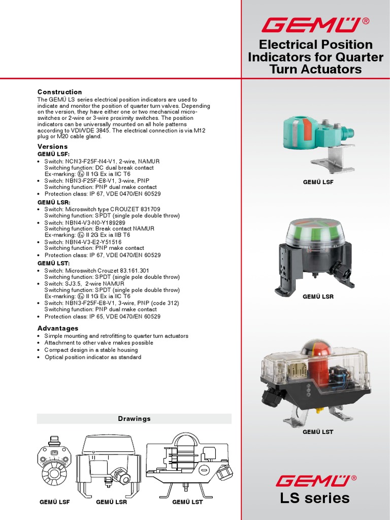 Electrical Position Indicators For Quarter Turn Actuators: LS Series ...