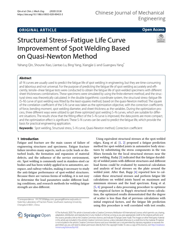 Structural StressFatigue Life Curve Improvement of Spot Welding Based On QuasiNewton Method