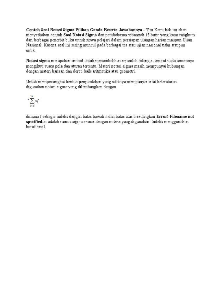 Soal Notasi Sigma Docx