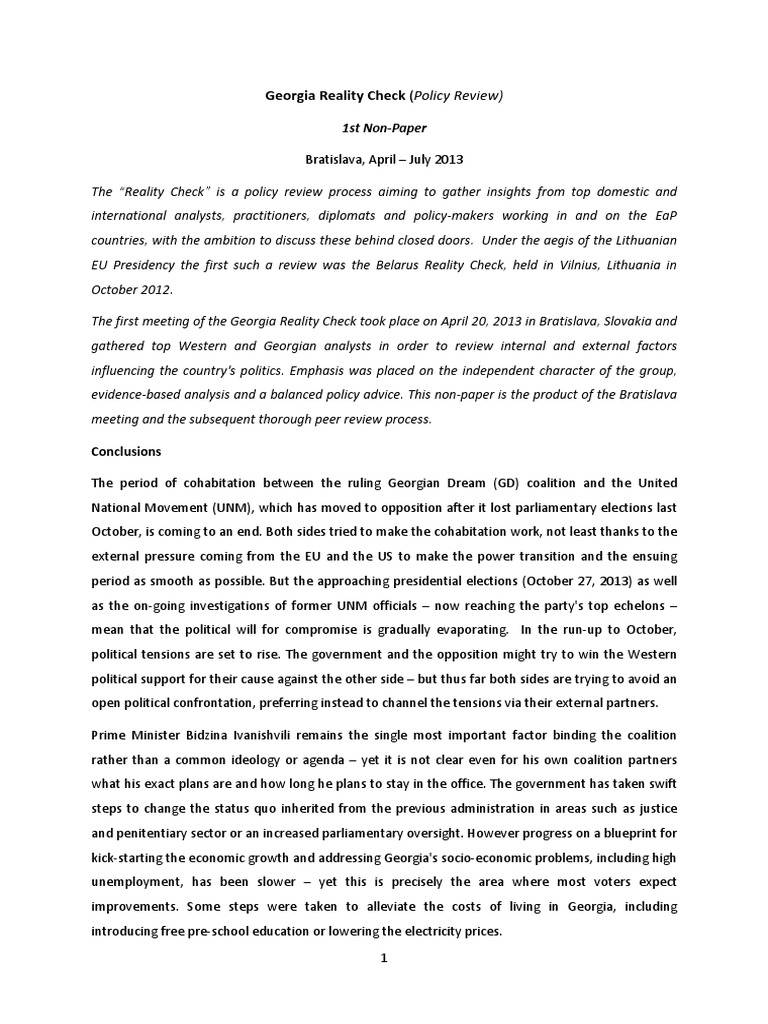 Georgia Reality Check July 2013 | PDF | Georgia (Country) | European Union