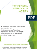 Individual Differences and Theories of Learning and Intelligence
