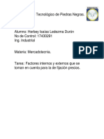 Factores Internos y Externos Que Se Toman en Cuenta para La de Fijación Precios.