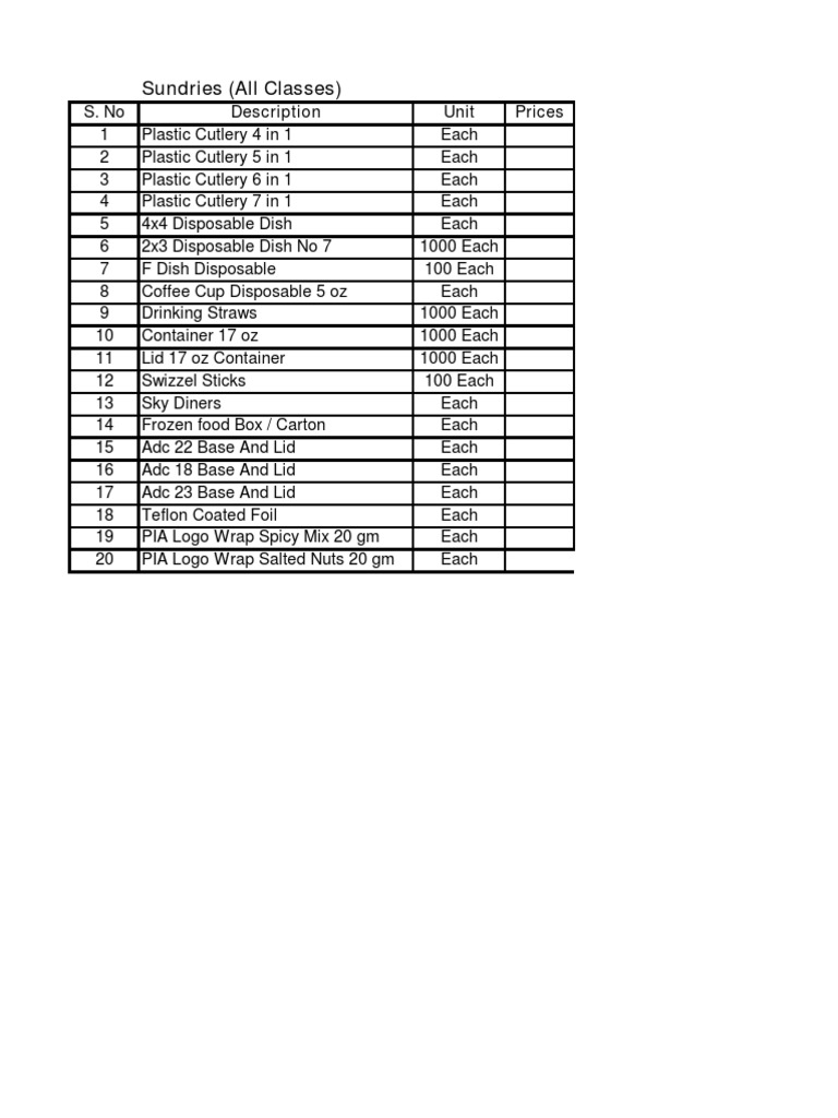 Soft Drinks and Sundries Price List | PDF | Drink | Soft Drink