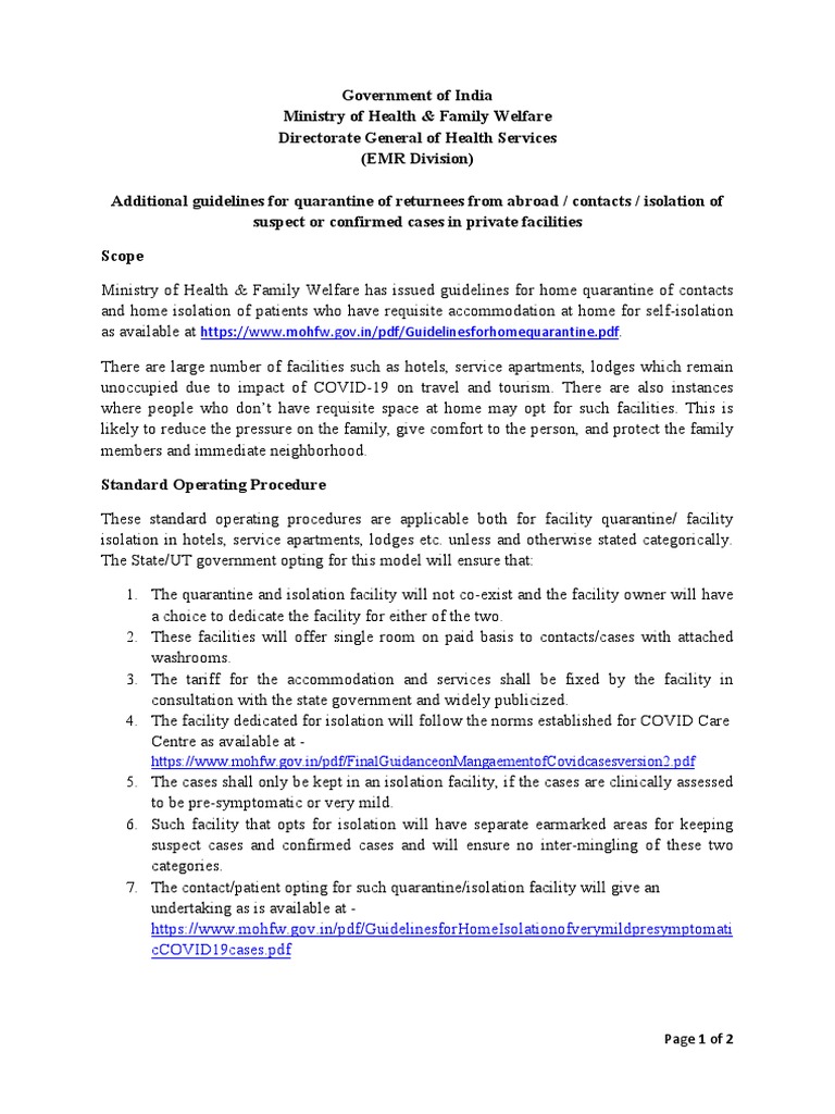 Quarantine Guidelines for COVID-19 Cases | PDF | Quarantine | Infection ...