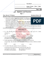 Topic - Relations and Functions: XII JEE Main (Online) Test - 05