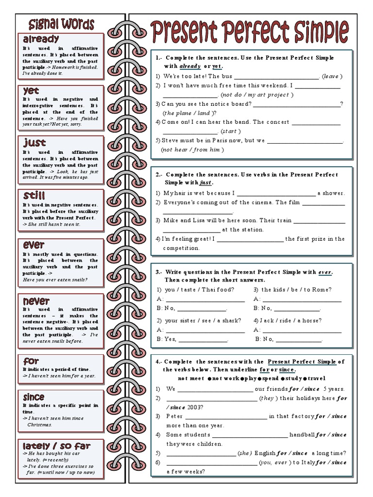 Present Perfect Simple Usage Guide | PDF