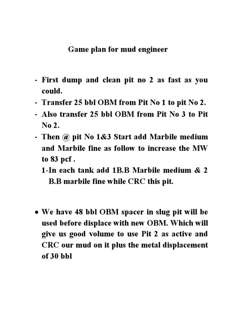 Game Plan For Mud Engineer | PDF | Home & Garden | Science & Mathematics